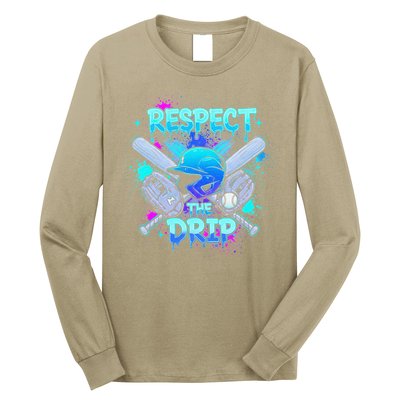 Respect The Drip Baseball Ice Cream Drip Long Sleeve Shirt