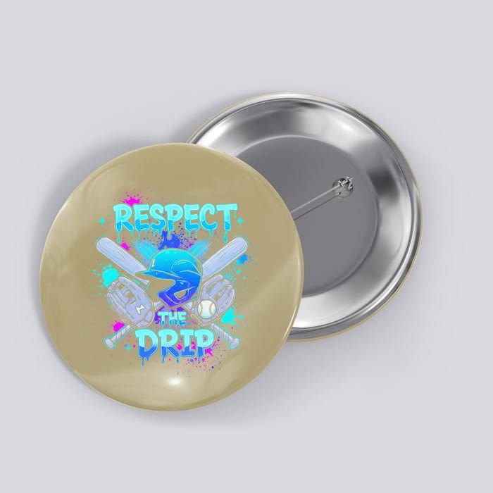Respect The Drip Baseball Ice Cream Drip Button