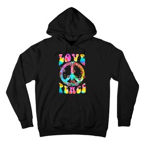 Retro Tie Dye Hippie Costume with Peace Sign and Love Hoodie