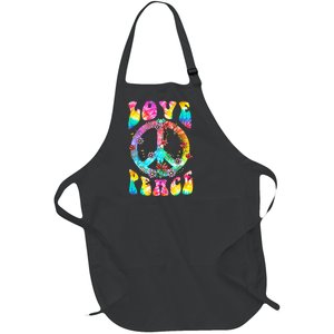 Retro Tie Dye Hippie Costume with Peace Sign and Love Full-Length Apron With Pockets