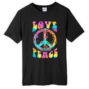 Retro Tie Dye Hippie Costume with Peace Sign and Love Tall Fusion ChromaSoft Performance T-Shirt