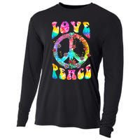 Retro Tie Dye Hippie Costume with Peace Sign and Love Cooling Performance Long Sleeve Crew