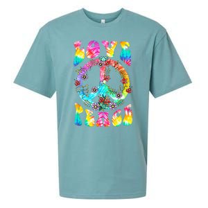 Retro Tie Dye Hippie Costume with Peace Sign and Love Sueded Cloud Jersey T-Shirt