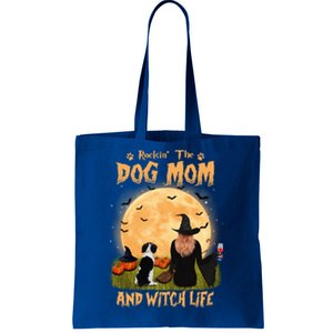 Rocking The Dog Mom Witch Life Brittany Spaniel Halloween Gift Tote Bag