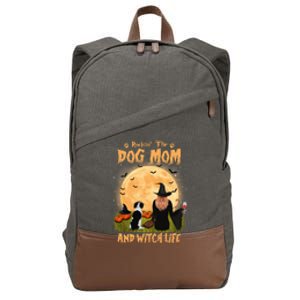 Rocking The Dog Mom Witch Life Brittany Spaniel Halloween Gift Cotton Canvas Backpack