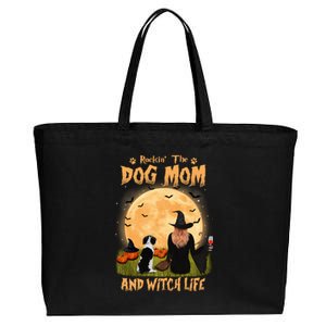 Rocking The Dog Mom Witch Life Brittany Spaniel Halloween Gift Cotton Canvas Jumbo Tote