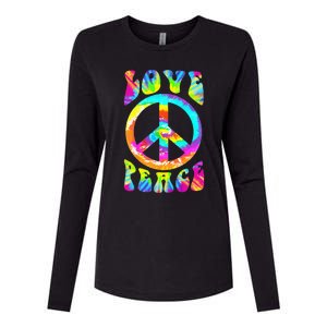 Retro Tie Dye Hippie Costume with Peace Sign and Love Womens Cotton Relaxed Long Sleeve T-Shirt