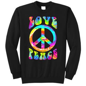 Retro Tie Dye Hippie Costume with Peace Sign and Love Sweatshirt