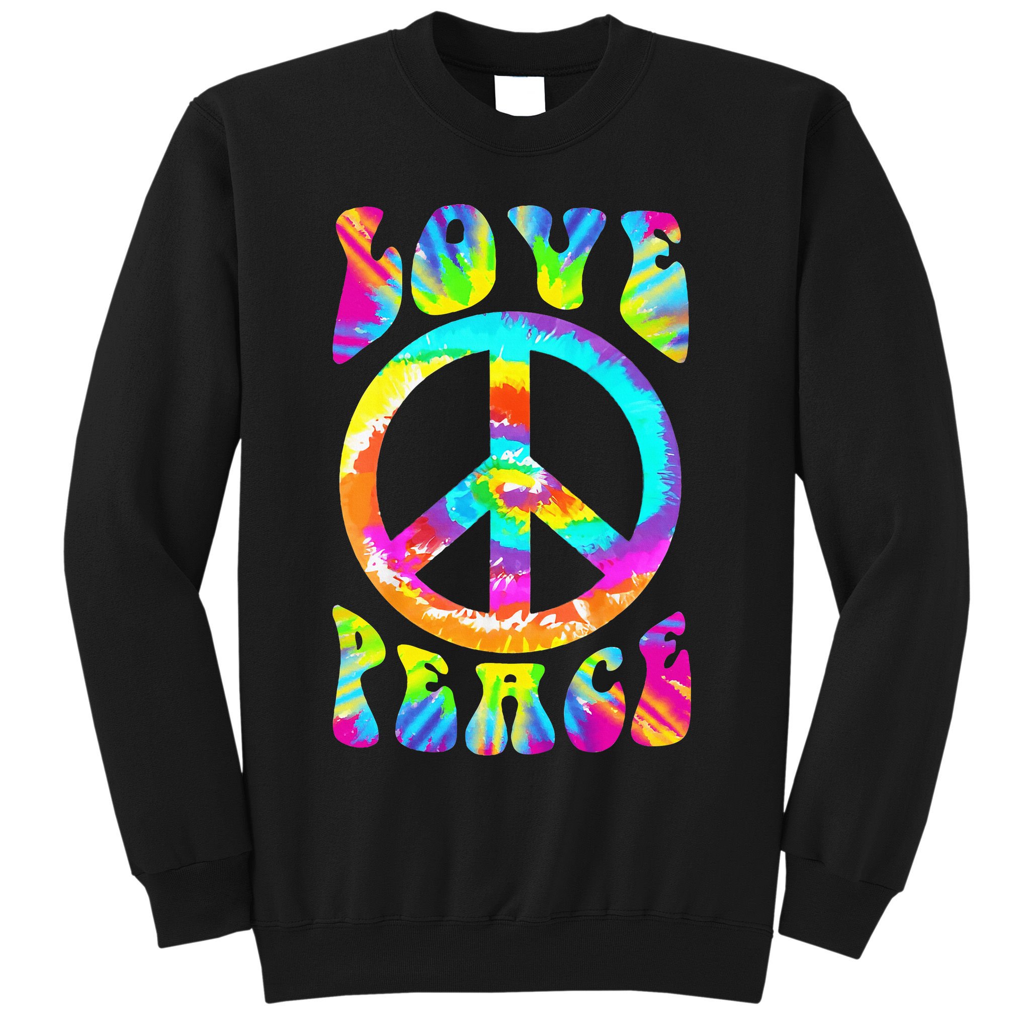 Retro Tie Dye Hippie Costume with Peace Sign and Love Sweatshirt