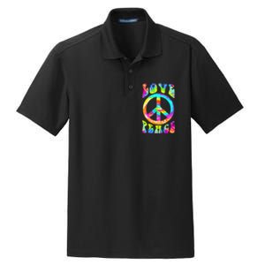 Retro Tie Dye Hippie Costume with Peace Sign and Love Dry Zone Grid Polo