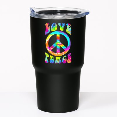 Retro Tie Dye Hippie Costume with Peace Sign and Love Tumbler