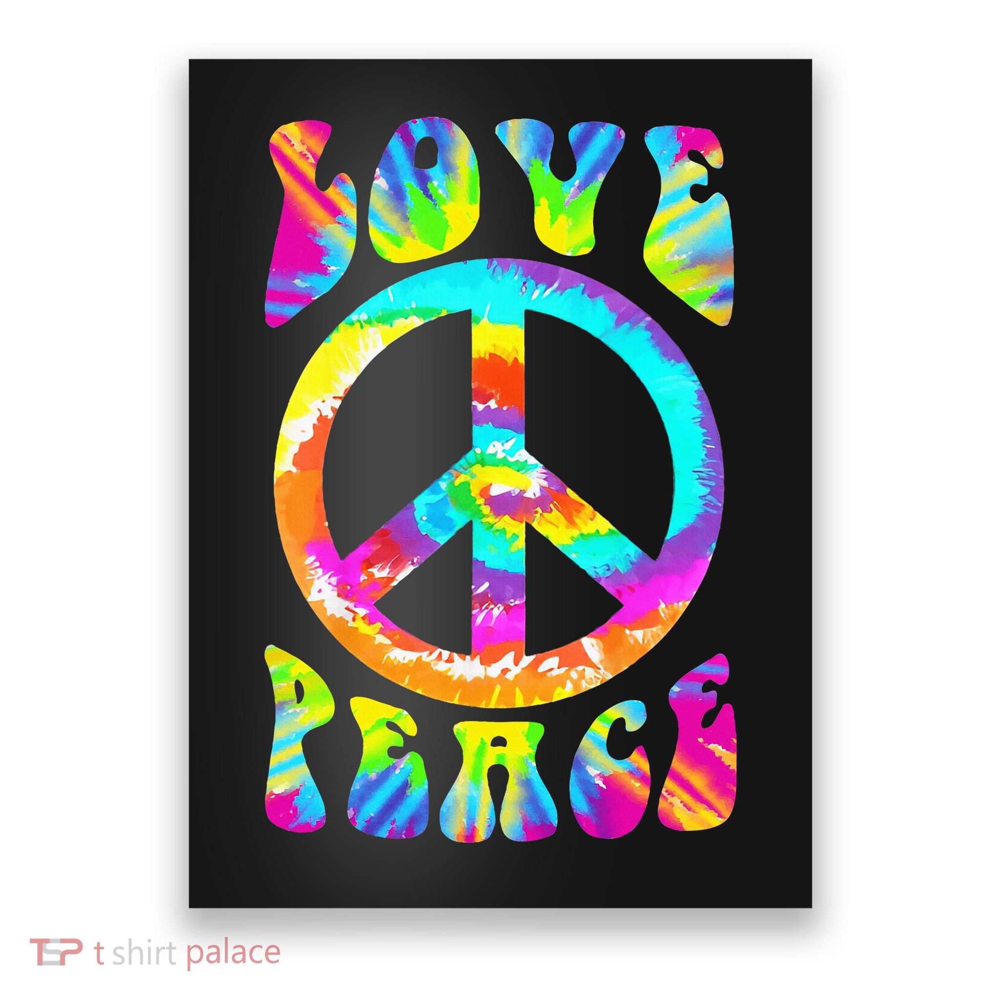 Retro Tie Dye Hippie Costume with Peace Sign and Love Poster