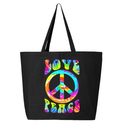 Retro Tie Dye Hippie Costume with Peace Sign and Love 25L Jumbo Tote
