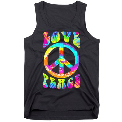 Retro Tie Dye Hippie Costume with Peace Sign and Love Tank Top