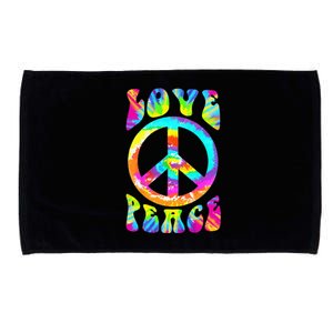 Retro Tie Dye Hippie Costume with Peace Sign and Love Microfiber Hand Towel