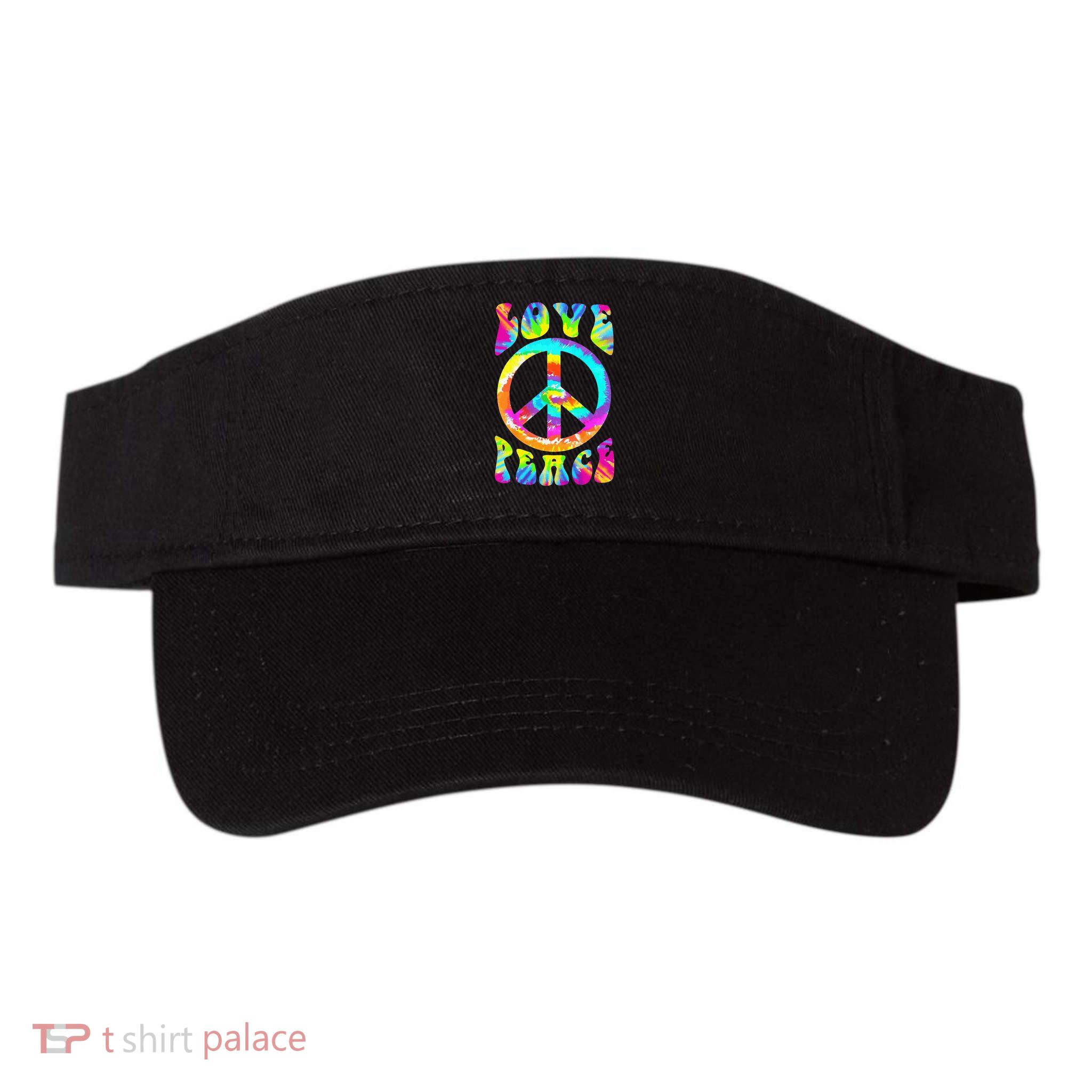 Retro Tie Dye Hippie Costume with Peace Sign and Love Visor