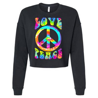 Retro Tie Dye Hippie Costume with Peace Sign and Love Cropped Pullover Crew