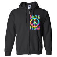 Retro Tie Dye Hippie Costume with Peace Sign and Love Full Zip Hoodie