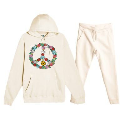 Retro Tie Dye Peace Sign 60s 70s Hippie Style Premium Hooded Sweatsuit Set