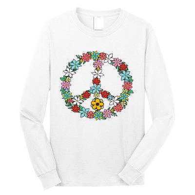 Retro Tie Dye Peace Sign 60s 70s Hippie Style Long Sleeve Shirt