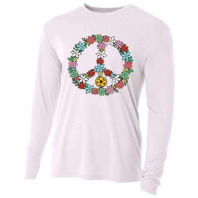 Retro Tie Dye Peace Sign 60s 70s Hippie Style Cooling Performance Long Sleeve Crew