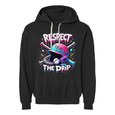 Respect The Drip Baseball Ice Cream Drip Vibes Squad Garment-Dyed Fleece Hoodie