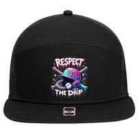 Respect The Drip Baseball Ice Cream Drip Vibes Squad 7 Panel Mesh Trucker Snapback Hat
