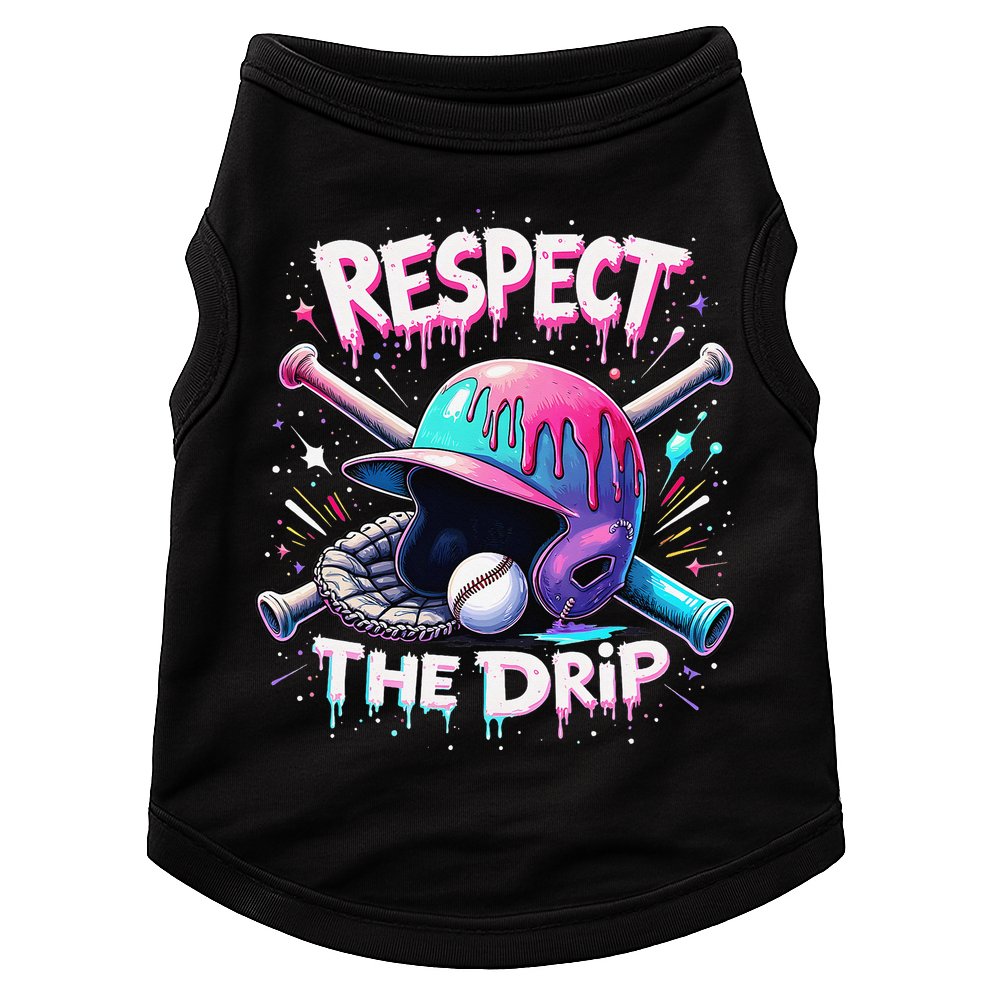 Respect The Drip Baseball Ice Cream Drip Vibes Squad Doggie Tank