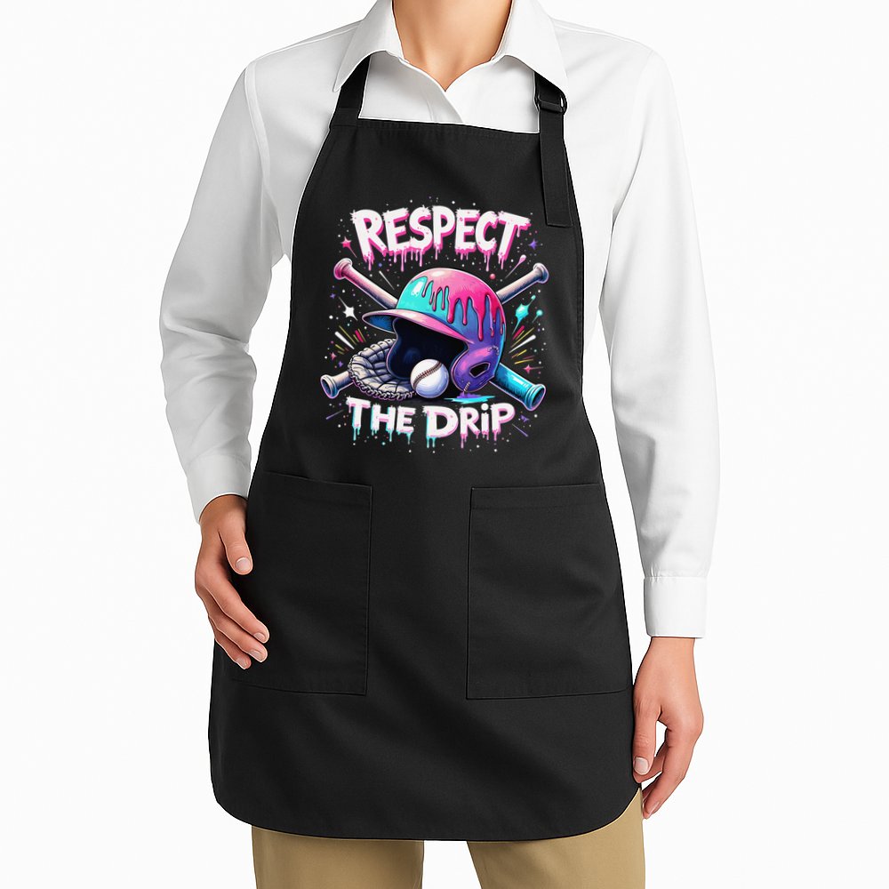 Respect The Drip Baseball Ice Cream Drip Vibes Squad Apron