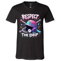 Respect The Drip Baseball Ice Cream Drip Vibes Squad V-Neck T-Shirt