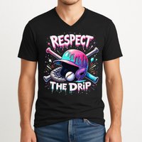 Respect The Drip Baseball Ice Cream Drip Vibes Squad V-Neck T-Shirt