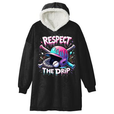 Respect The Drip Baseball Ice Cream Drip Vibes Squad Hooded Wearable Blanket