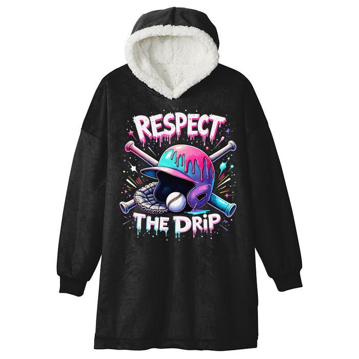Respect The Drip Baseball Ice Cream Drip Vibes Squad Hooded Wearable Blanket