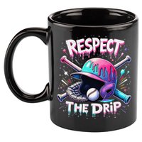 Respect The Drip Baseball Ice Cream Drip Vibes Squad 11oz C Handle Ceramic Mug