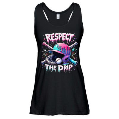 Respect The Drip Baseball Ice Cream Drip Vibes Squad Ladies Essential Flowy Tank