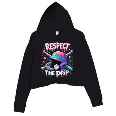 Respect The Drip Baseball Ice Cream Drip Vibes Squad Crop Fleece Hoodie