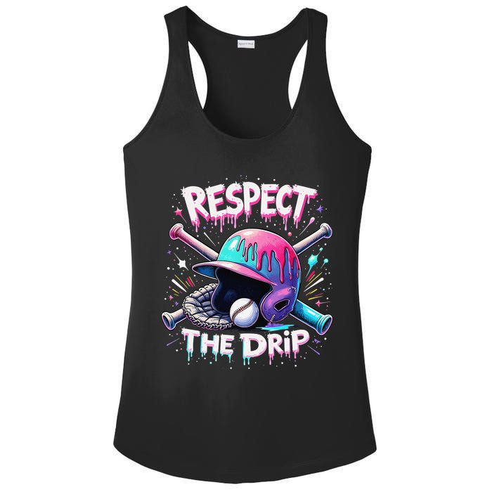 Respect The Drip Baseball Ice Cream Drip Vibes Squad Ladies PosiCharge Competitor Racerback Tank