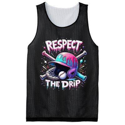 Respect The Drip Baseball Ice Cream Drip Vibes Squad Mesh Reversible Basketball Jersey Tank