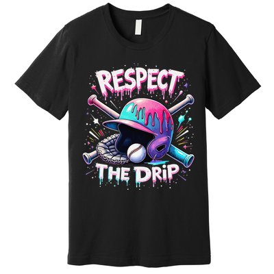 Respect The Drip Baseball Ice Cream Drip Vibes Squad Premium T-Shirt