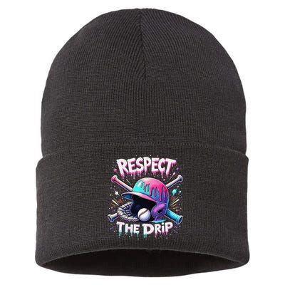 Respect The Drip Baseball Ice Cream Drip Vibes Squad Sustainable Knit Beanie