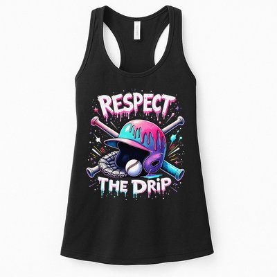 Respect The Drip Baseball Ice Cream Drip Vibes Squad Womens Tank Top