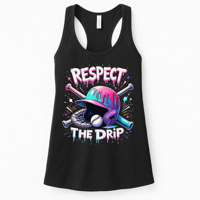 Respect The Drip Baseball Ice Cream Drip Vibes Squad Womens Tank Top