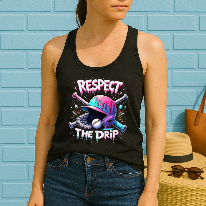 Respect The Drip Baseball Ice Cream Drip Vibes Squad Womens Tank Top