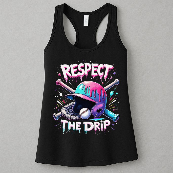 Respect The Drip Baseball Ice Cream Drip Vibes Squad Womens Tank Top