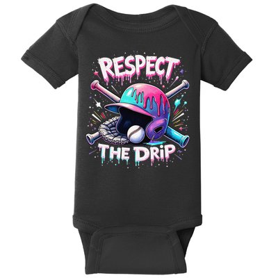 Respect The Drip Baseball Ice Cream Drip Vibes Squad Baby Bodysuit