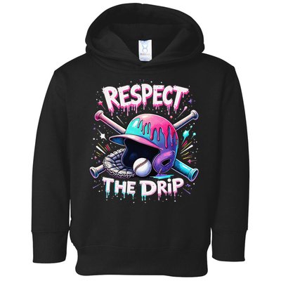 Respect The Drip Baseball Ice Cream Drip Vibes Squad Toddler Hoodie