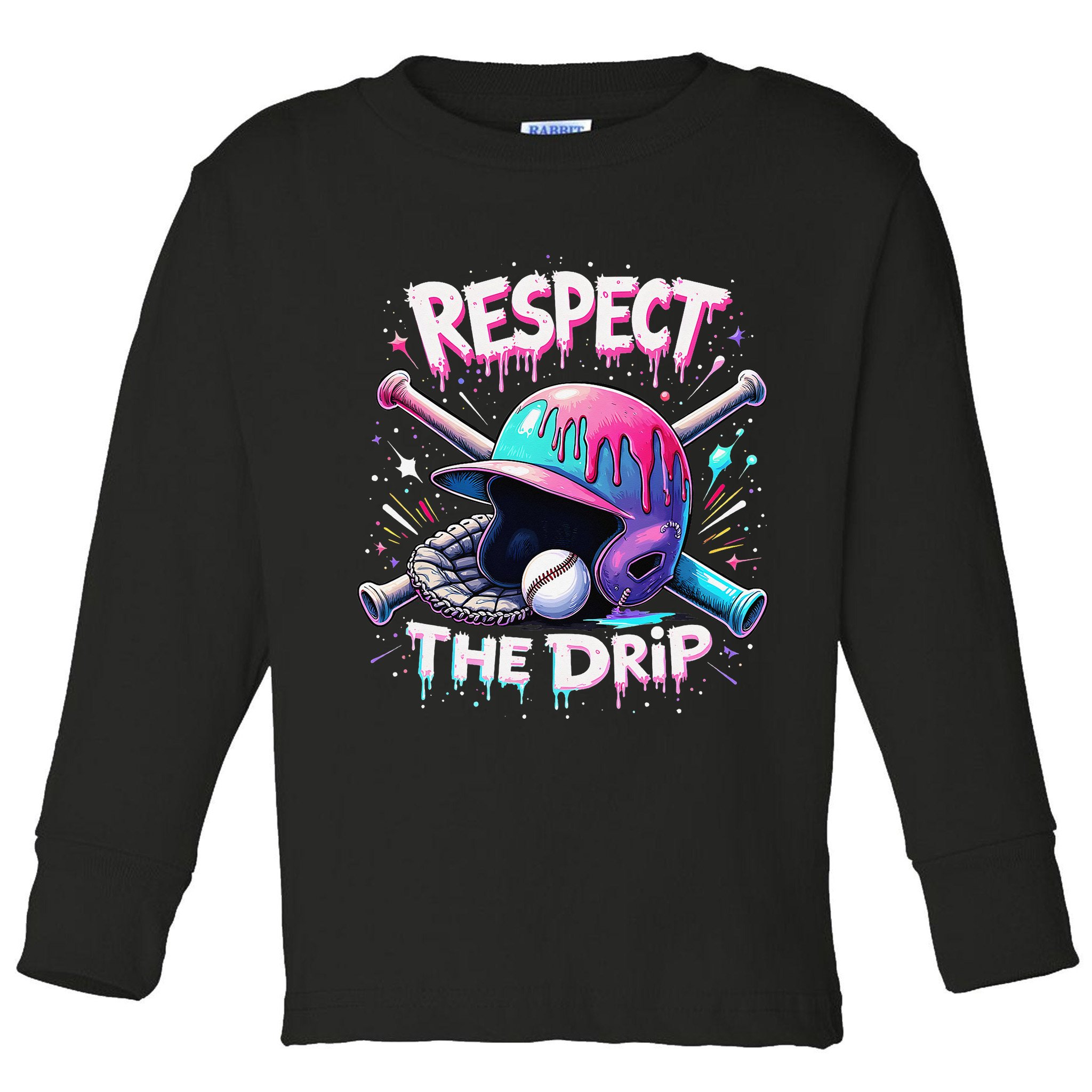Respect The Drip Baseball Ice Cream Drip Vibes Squad Toddler Long Sleeve Shirt
