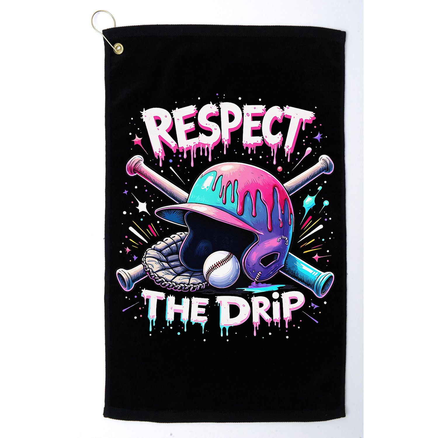 Respect The Drip Baseball Ice Cream Drip Vibes Squad Golf Towel