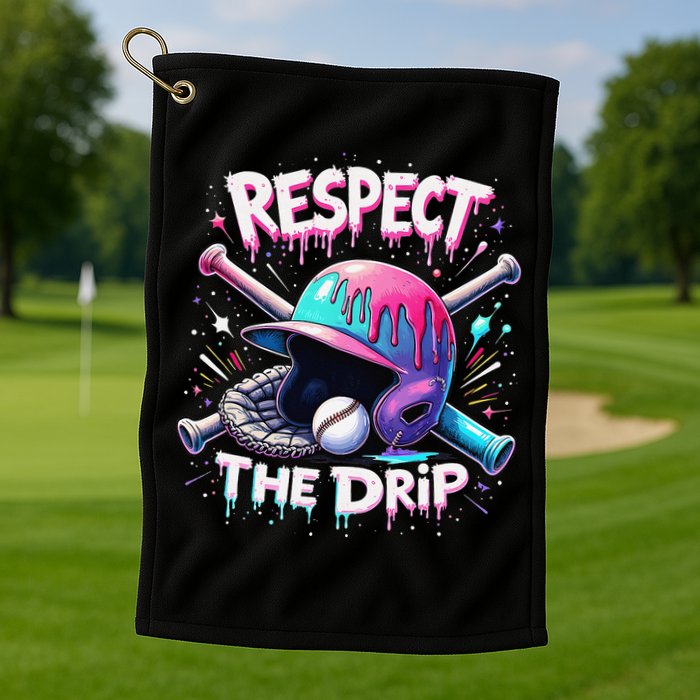 Respect The Drip Baseball Ice Cream Drip Vibes Squad Golf Towel