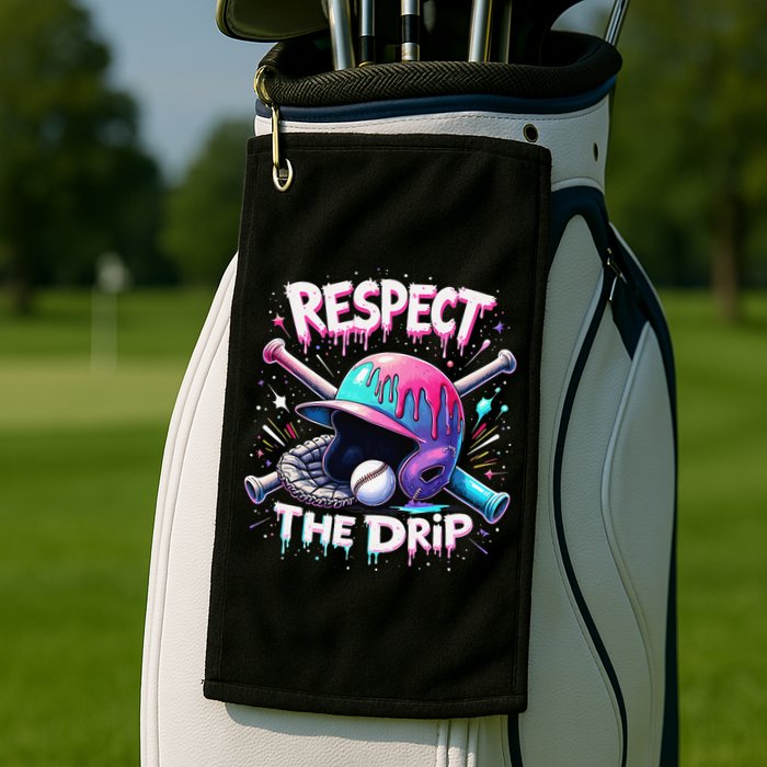 Respect The Drip Baseball Ice Cream Drip Vibes Squad Golf Towel